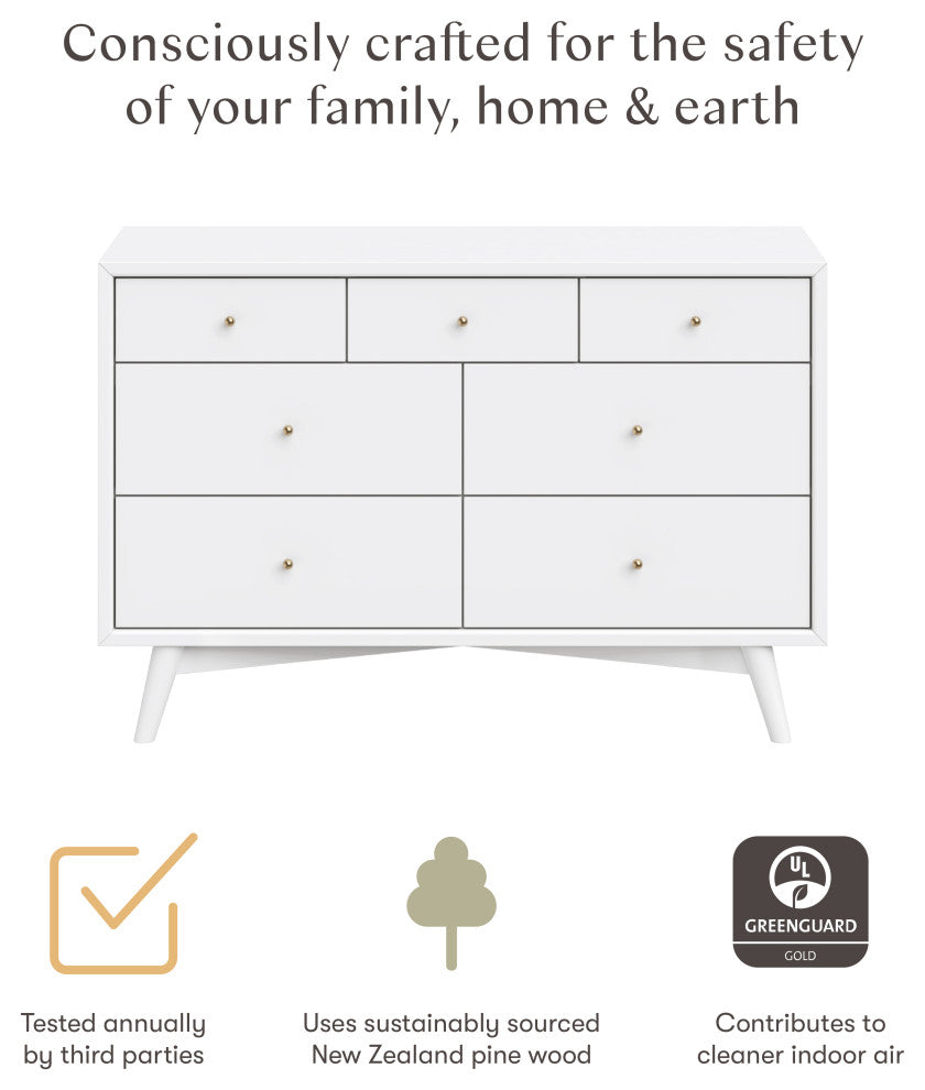 Palma 7-Drawer Assembled Double Dresser, White