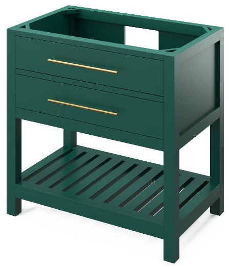 Wavecrest Contemporary Forest Green 36" Vanity, Steel Grey Cultured Marble Top