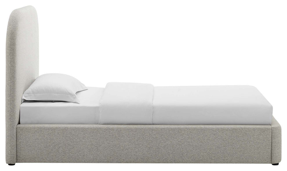 Keynote Upholstered Fabric Curved Twin Platform Bed