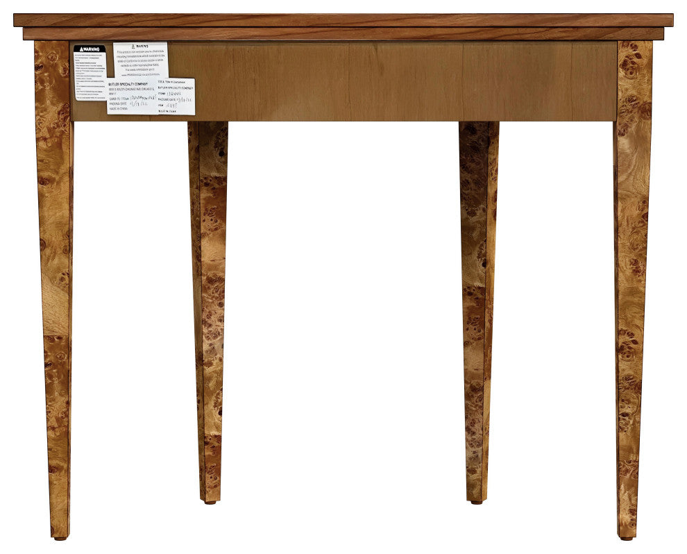 Hampton Burl Wood Demilune 36" Console Table, Brown