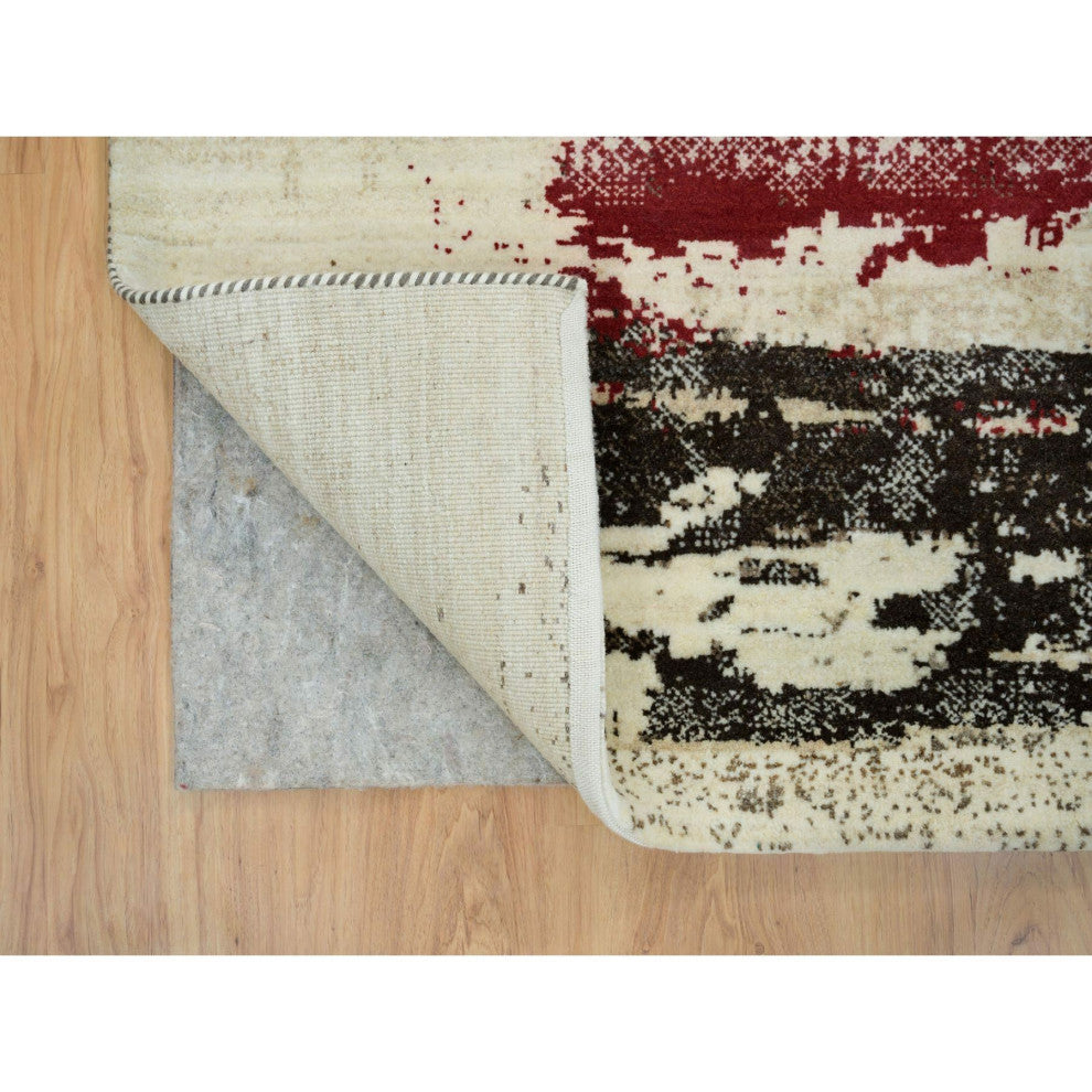 Parchment White Lori Buft Gabbeh Wool Hand Knotted Oriental Rug, 4'x6'
