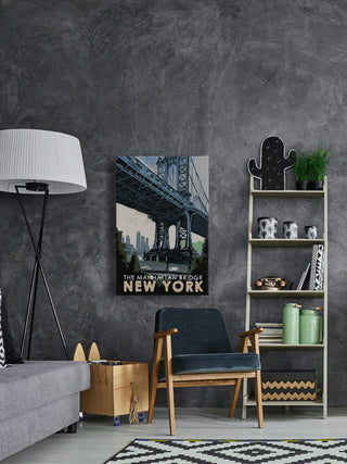 "Manhattan Bridge" Painting Print on Wrapped Canvas, 40x60