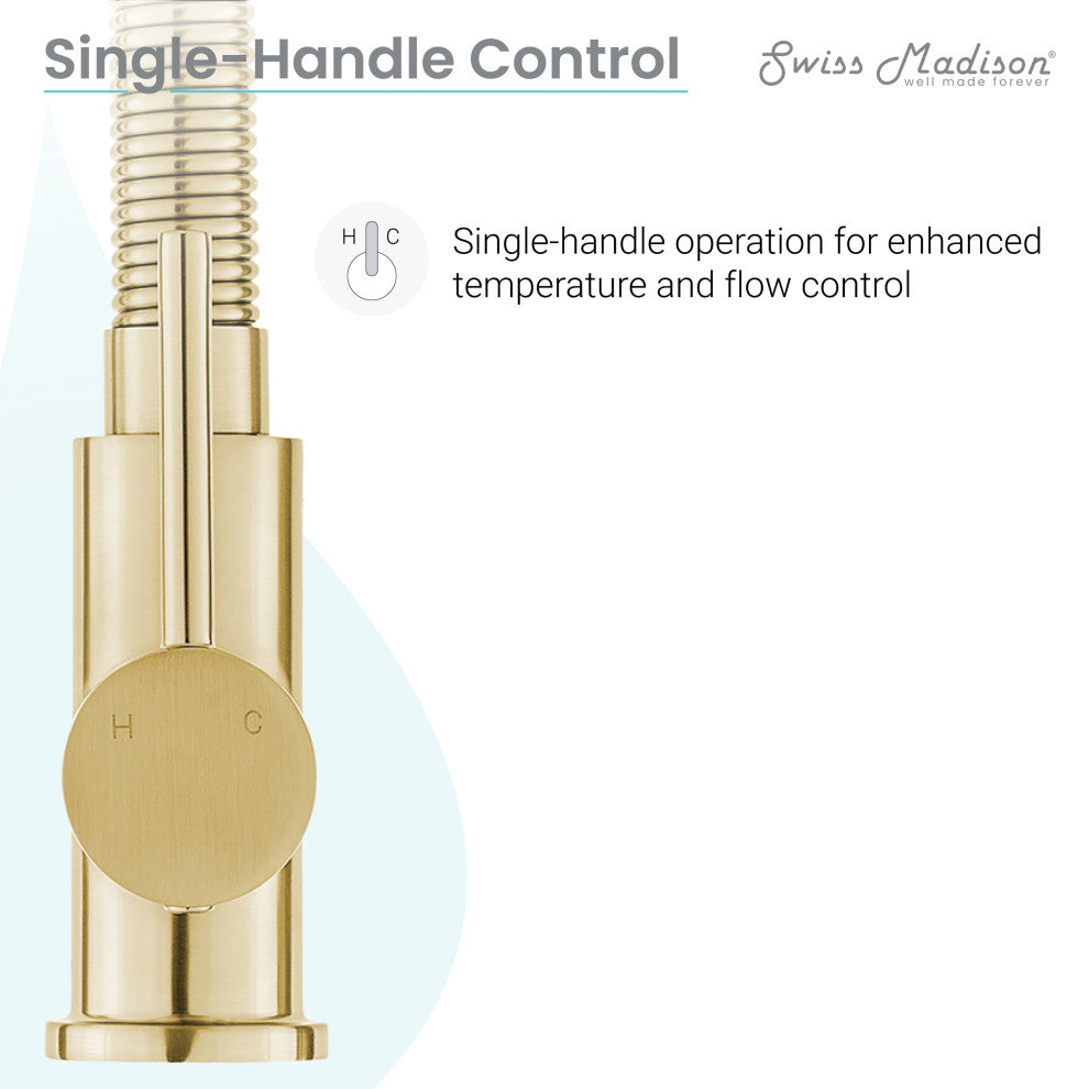 Nouvet Single Handle, Pull-Down Kitchen Faucet 18"H, Brushed Gold