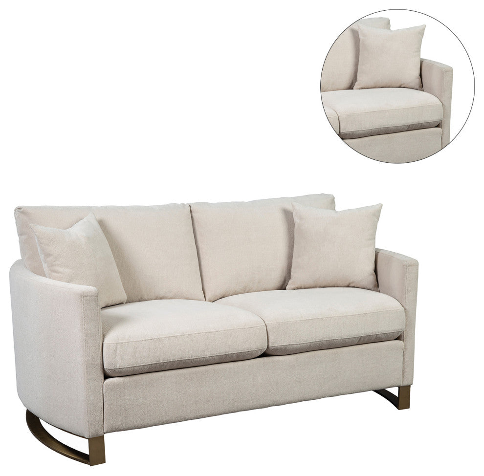 Upholstered Arched Arms Loveseat, Beige