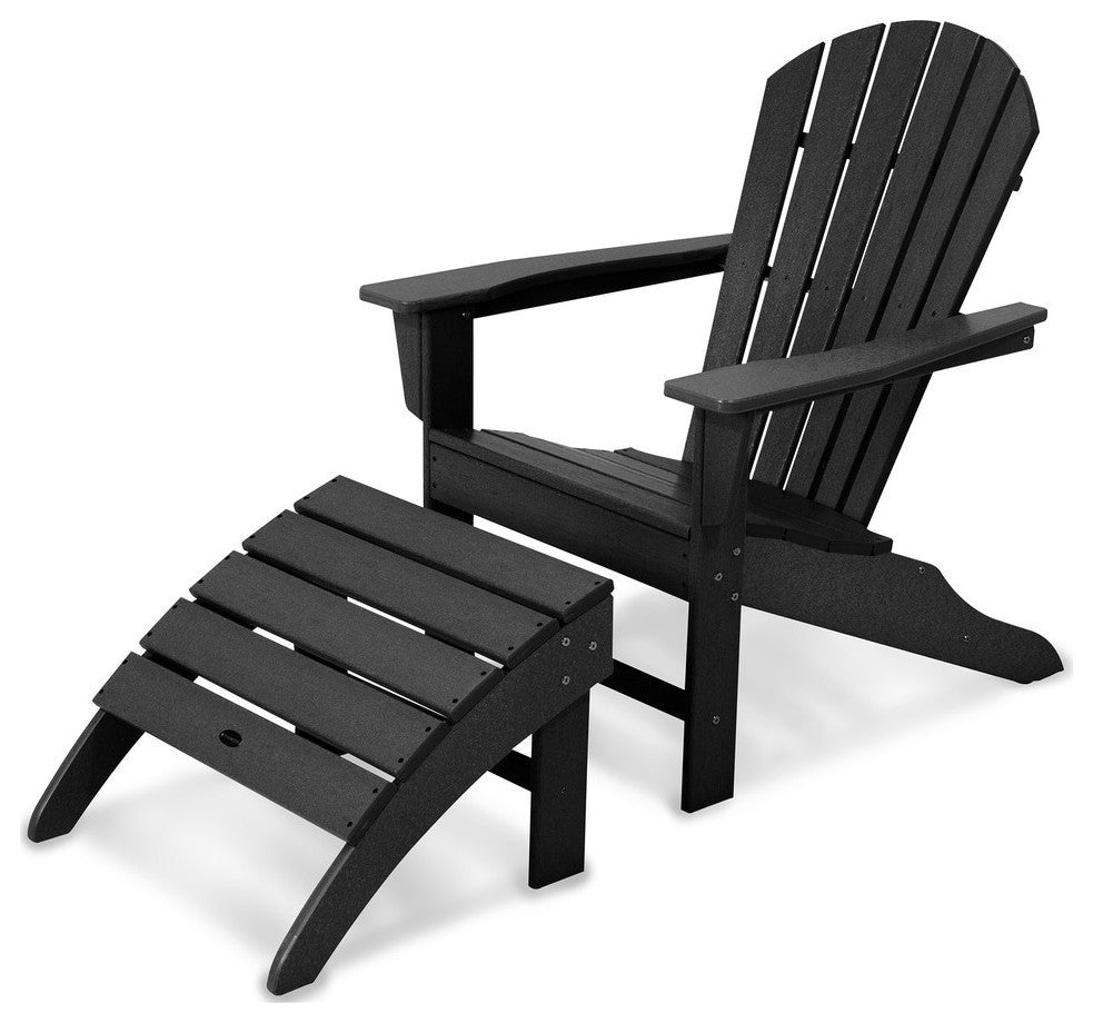 Polywood South Beach Adirondack 2-Piece Set, Black