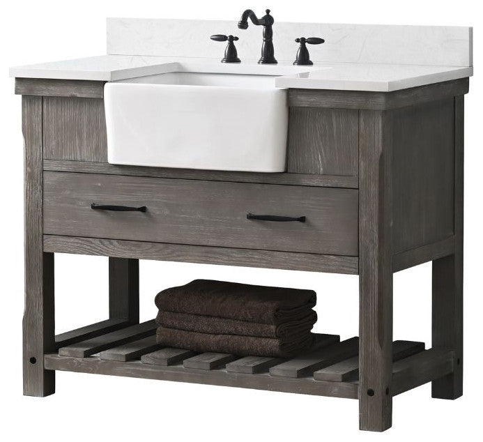 Wesley 42" Bathroom Vanity, Weathered Gray