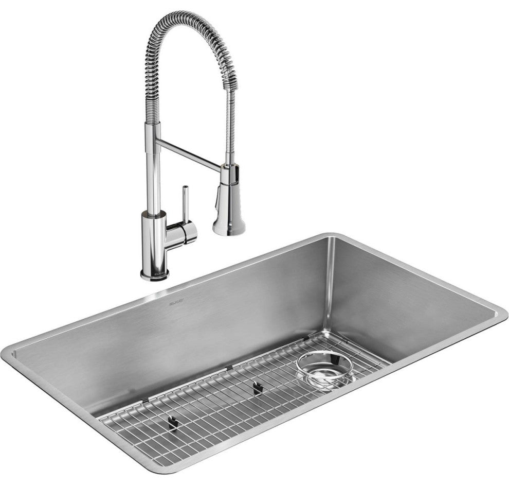 Elkay Crosstown 18 Gauge Stainless Steel Sink Kit with Faucet