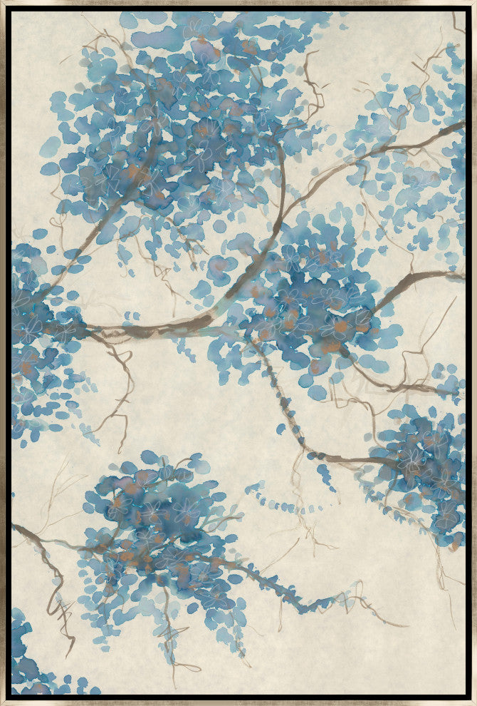 30x45 Flourishing Spring VIII, Framed Artwork, Silver
