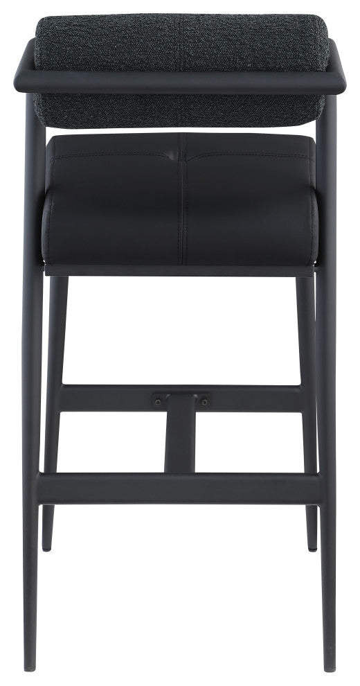 Stryker Boucle Fabric and Faux Leather Stool, Set of 2, Black
