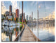 "Marina Along the River" Photo Metal Wall Art, 3 Panels, 36"x28"