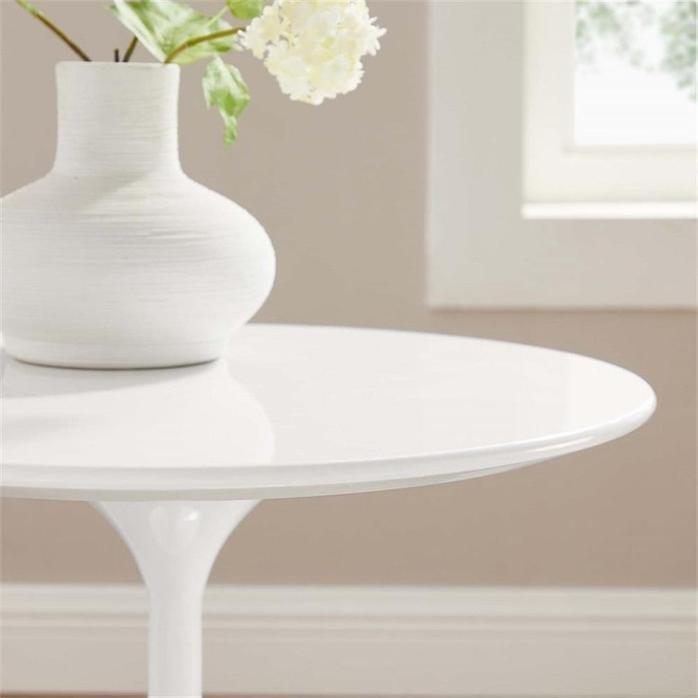 Lippa 20" Round Side Table, White White