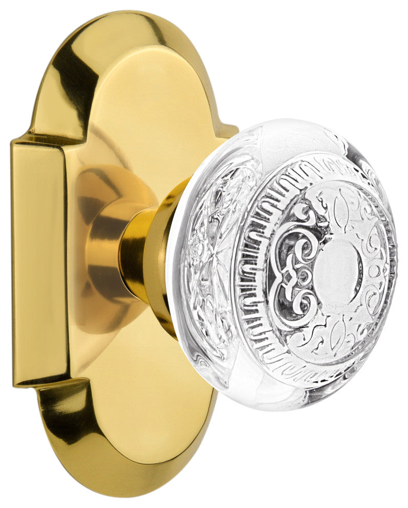 Cottage Plate Double Dummy Crystal Egg and Dart Knob, Polished Brass, COTCED
