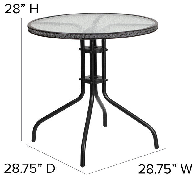28RD Gray Table Set w/Rattan