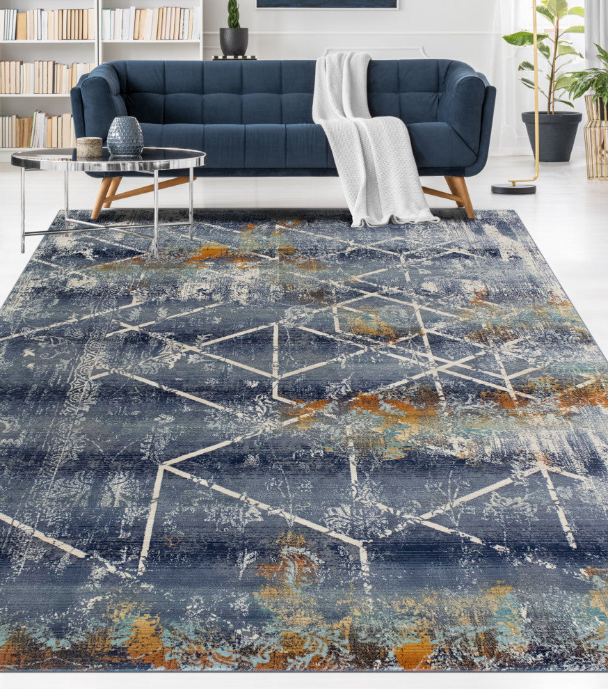 Noori Rug High Low Westfield Rug, Blue, Ivory, 10'0"x14'0"