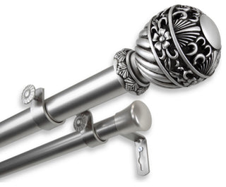 Stefan 1" Double Curtain Rod, Satin Nickel, 48-84"