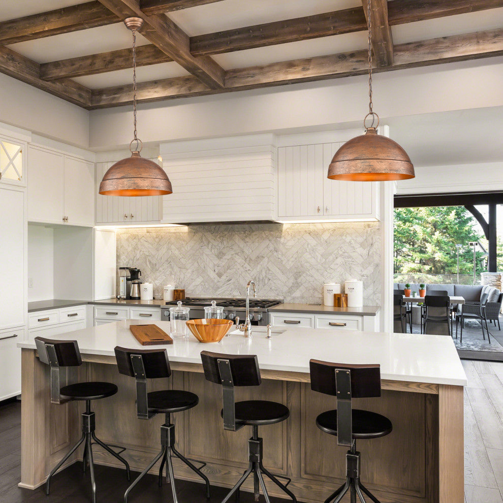 Golden Lighting 0318-L Lincoln 17"W Pendant - Vintage Copper