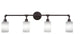 Vintage 4-Light Bath Bar, Dark Granite Finish, 4" White Muslin Glass