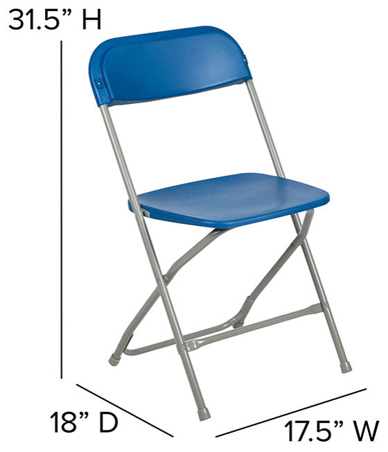 Hercules Series Plastic Folding Chair - 2 Pack 650LB Weight Capacity, Blue
