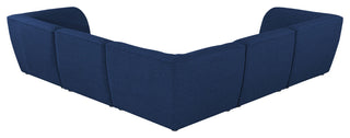 Miramar Linen Textured Fabric  5-Piece Modular L-Shaped Sectional, Navy