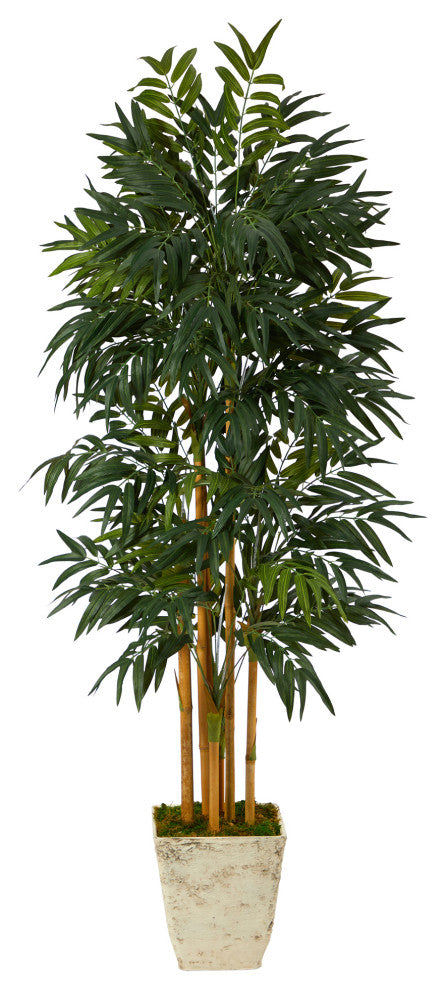 70" Phoenix Palm Artificial tree, Country White Planter