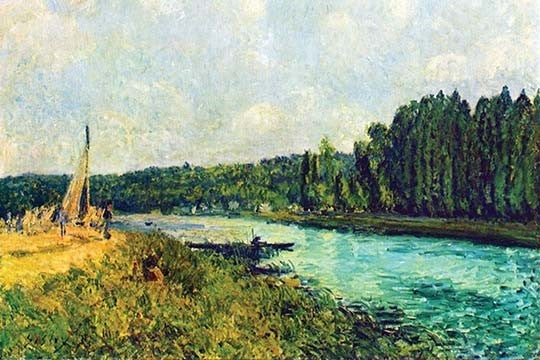 The Banks of the Oise - Gallery Wrapped Canvas Art 28" x 42"