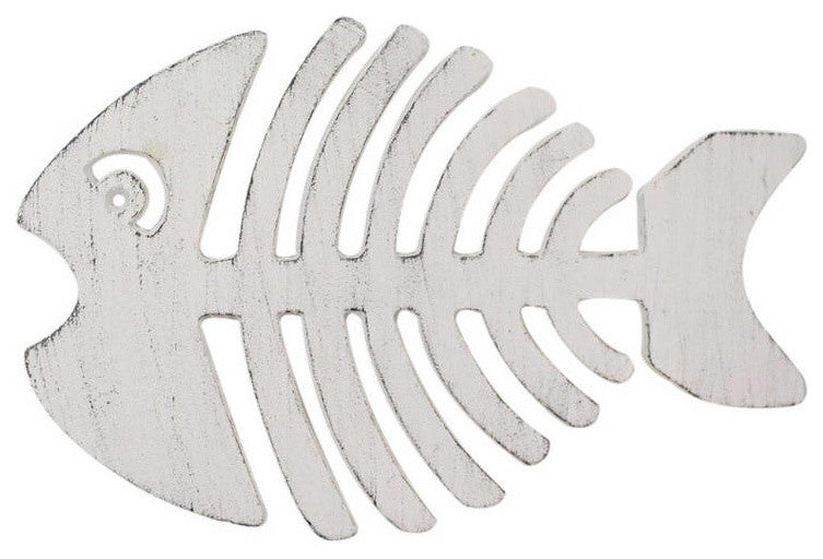 Whitewashed Cast Iron Fish Bone Trivet 11"