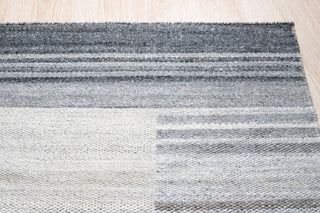 EORC Gray Hand Woven Wool And Viscose Reversible Flat Weave Durry Rug 4'x6'