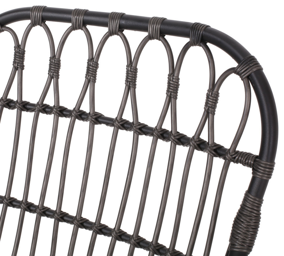 Barrister Outdoor Wicker Accent Chairs, Set of 2, Dark Gray
