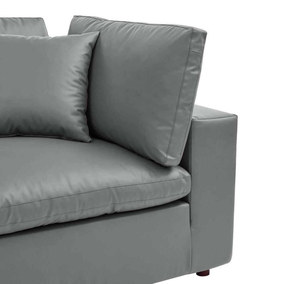 Sofa Corner Chair, Faux Vegan Leather, Gray, Modern, Lounge Hospitality