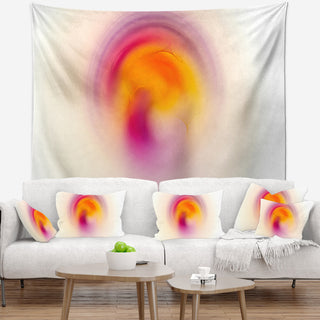 Pink Yellow Luminous Misty Sphere Abstract Wall Tapestry, 80"x68"