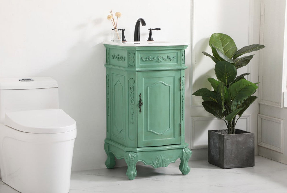 19" Single Bathroom Vanity, Vintage Mint