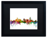 "Cincinnati, Ohio Skyline" Matted Framed Canvas Art by Michael Tompsett