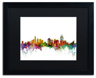 "Cincinnati, Ohio Skyline" Matted Framed Canvas Art by Michael Tompsett