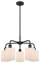 Cobbleskill 5-Light 23" Stem Chandelier, Matte Black Finish, Matte White Shade
