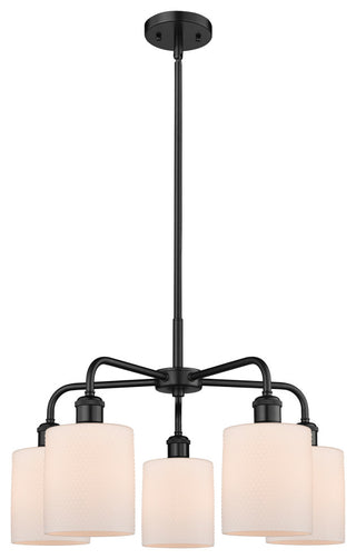 Cobbleskill 5-Light 23" Stem Chandelier, Matte Black Finish, Matte White Shade