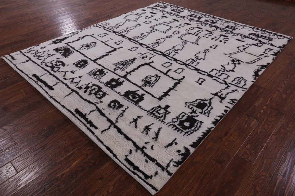 Moroccan Hand-Knotted Wool Rug 8' 1" X 9' 11" Q9286