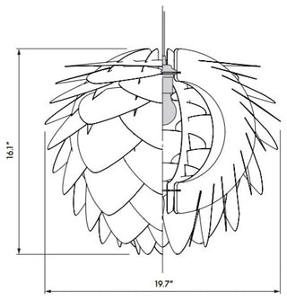 Silvia Hardwired Pendant, Black/White, Medium