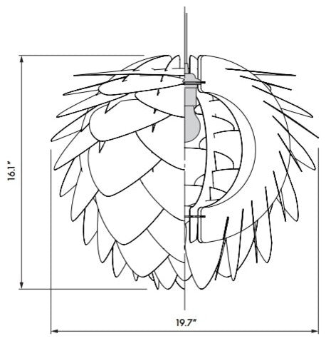 Silvia Hardwired Pendant, Black/White, Medium