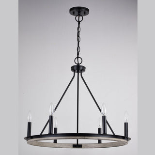 Russel 24.75" 6 Light Chandelier Matte Black and Weathered Gray
