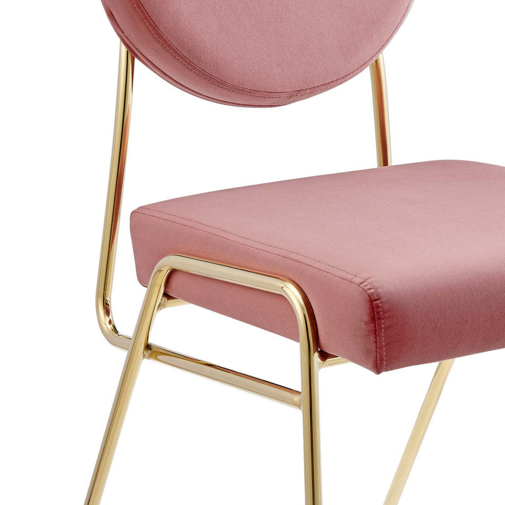 Craft Performance Velvet Dining Side Chair, Gold Dusty Rose