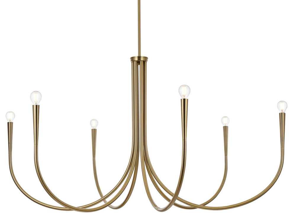 Elegant Lighting LD722D50 Layne 6 Light 50"W Taper Candle Style - Gold
