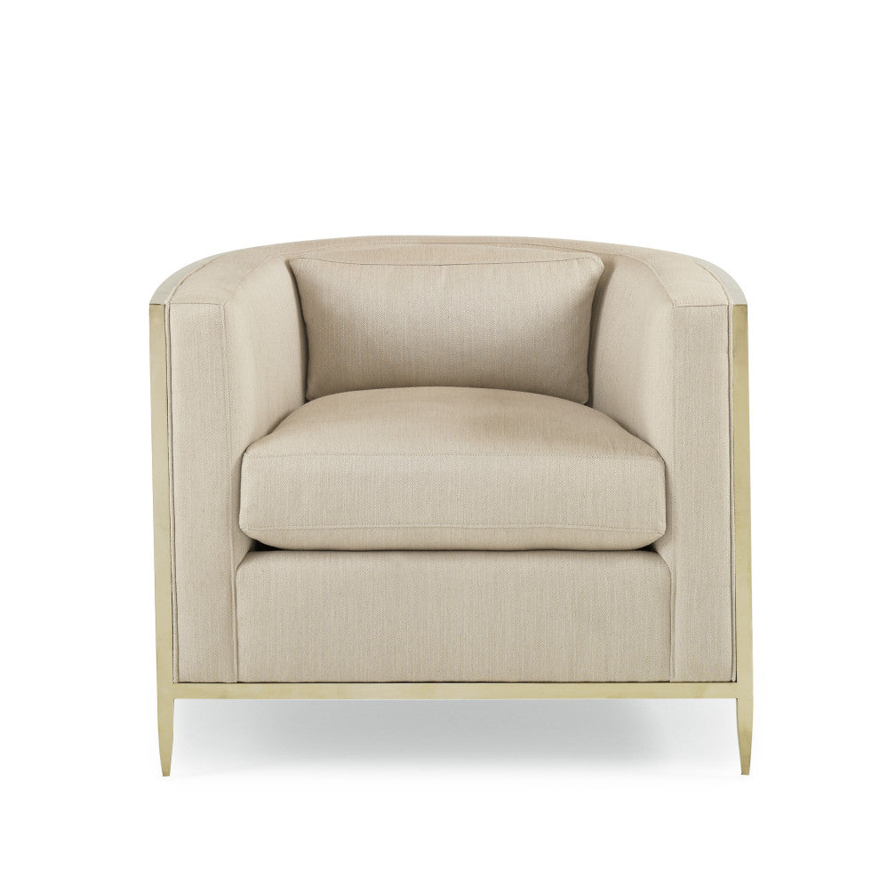 Ice Breaker, Barrel Back Club Chair With Gold Frame