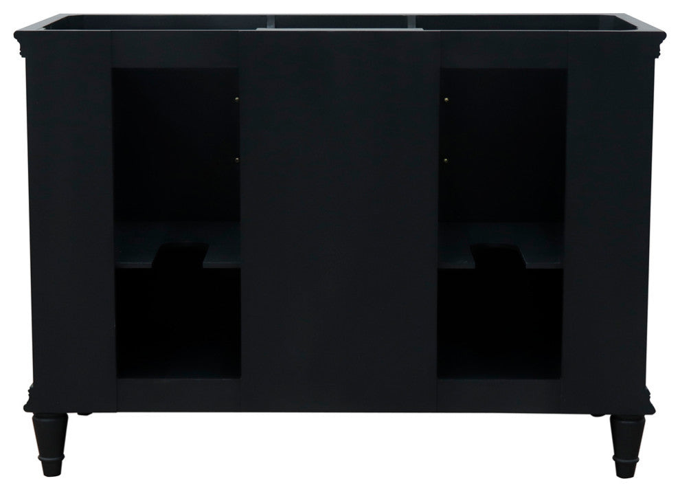 49" Double Vanity, Dark Gray Finish With White Carrara And Round Sink