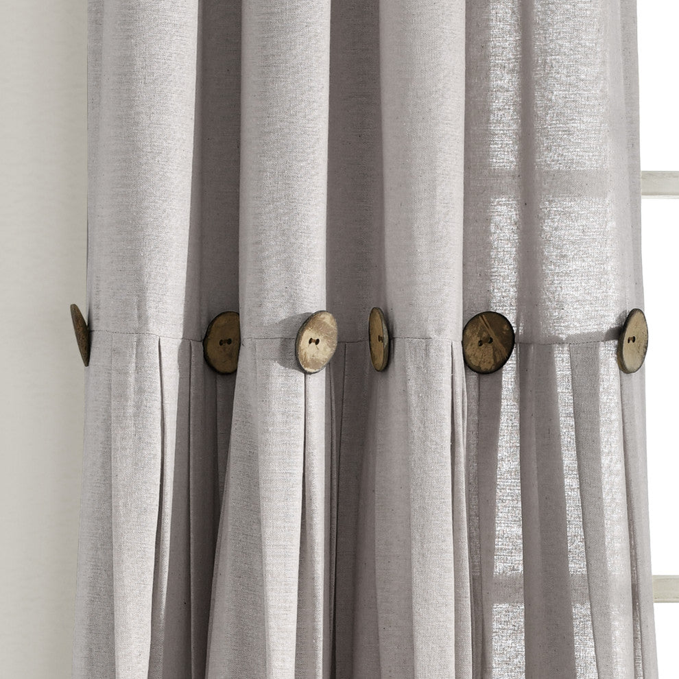 Linen Button Single Window Panel, Gray, 95"x40"