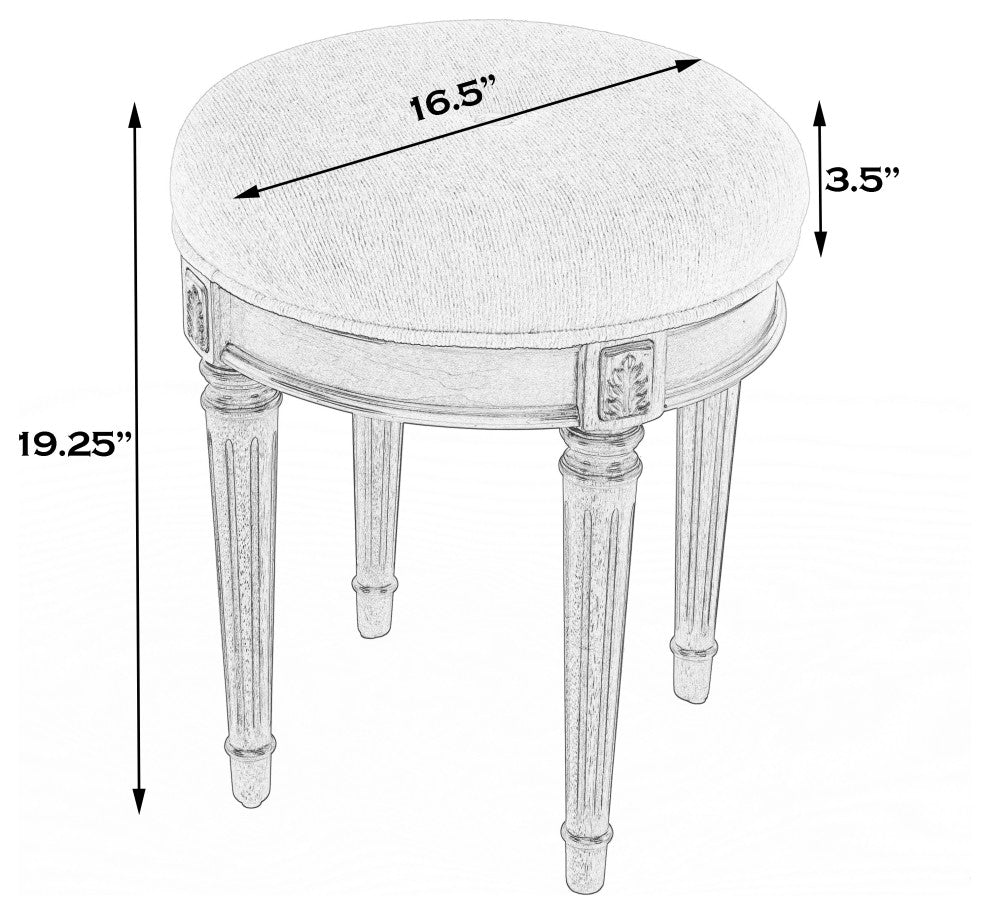 Butler Bernadette Cherry Vanity Stool, Powder Gray