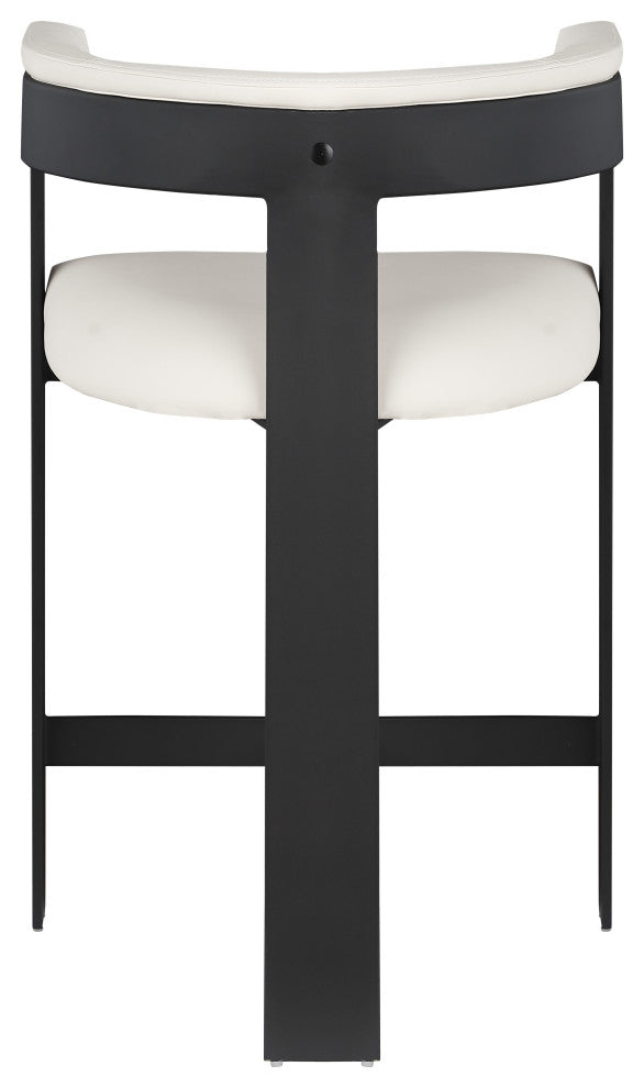 Romeo Upholstered Counter Stool, Set of 2, Cream, Vegan Leather, Matte Black