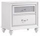 2 Drawers Nightstand With Acrylic Crystal Accent, Gray and White