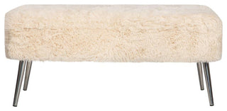 Huggy Luxury Plush Faux Fur Upholstered Storage Bench - Sand