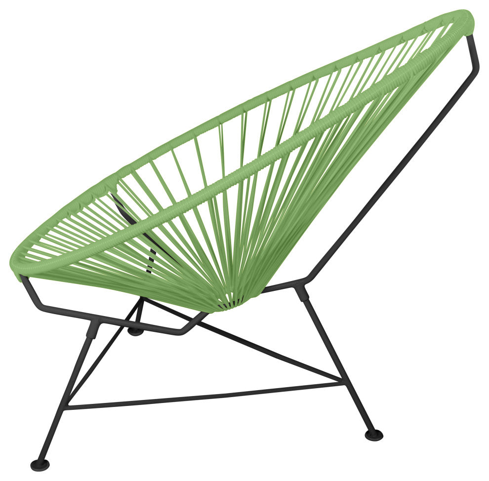 Acapulco Indoor/Outdoor Handmade Lounge Chair, Sage Weave, Black Frame