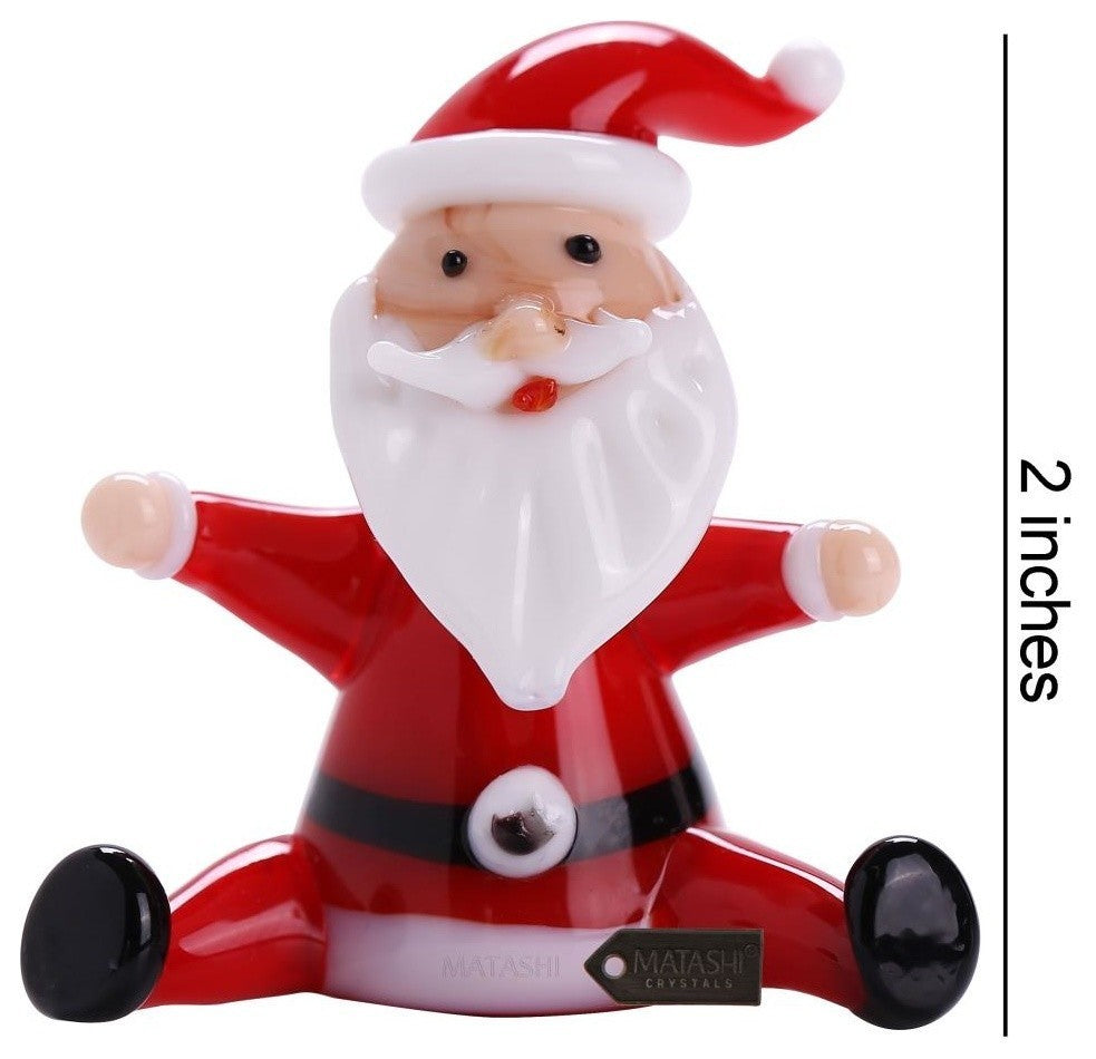 Murano Christmas Winter Decorative Glass Sitting Santa Figurine